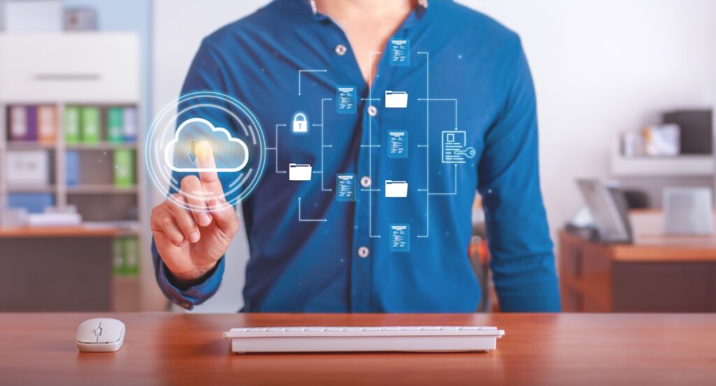 Cloud computing for document management man using
